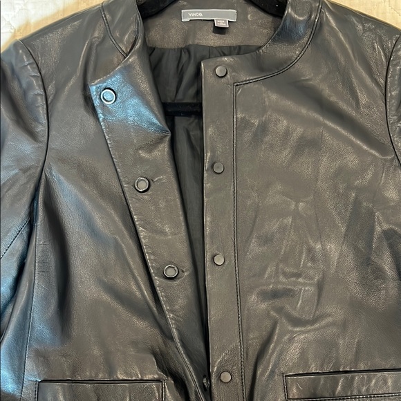 Vince Black Leather Cropped Jacket - Picture 7 of 7